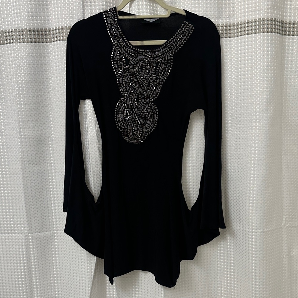 Embellished Black Long Sleeve Top